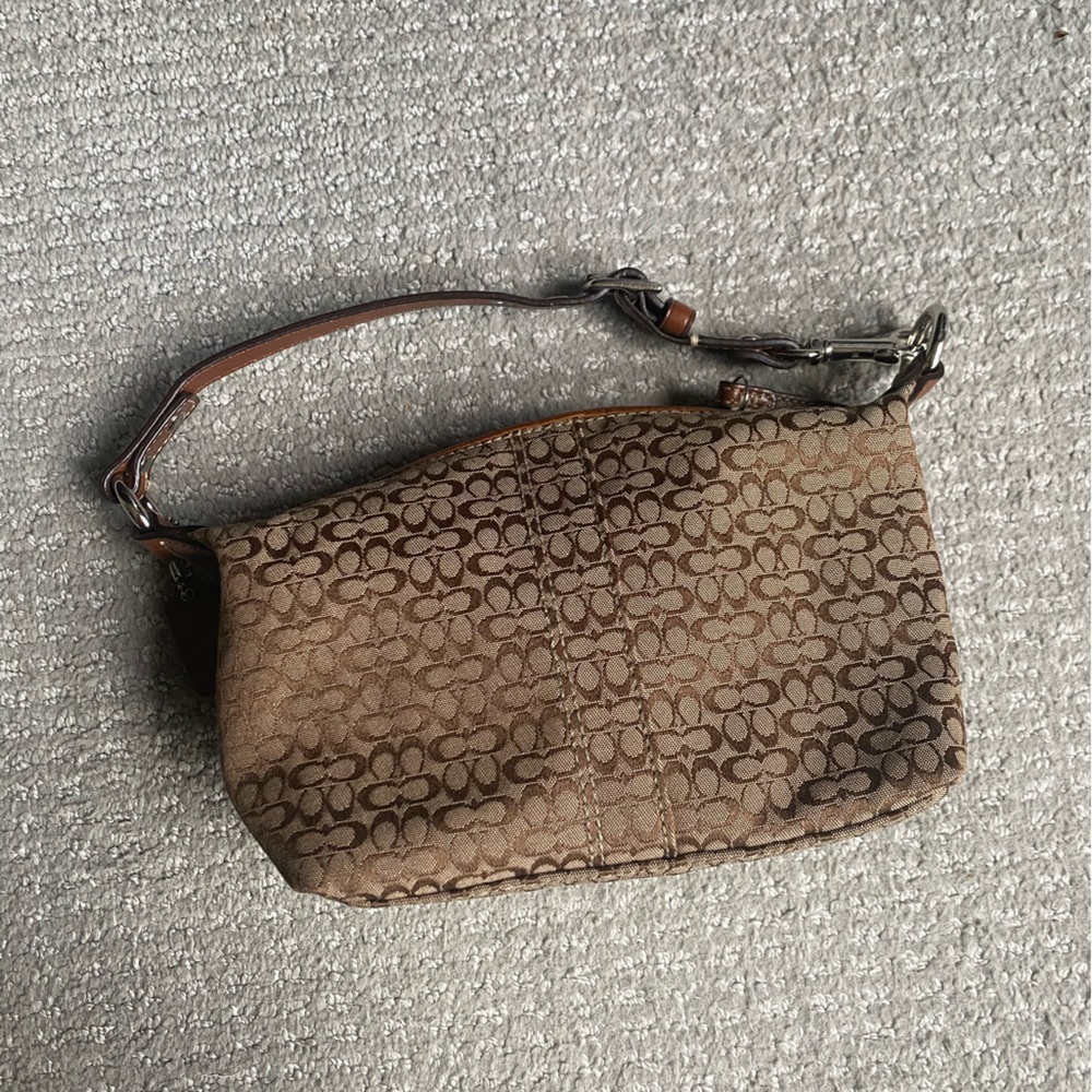 Vintage Coach brown monogram mini shoulder bag